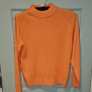 NWT Designers Originals sweater Orange Mango Cowl Neck zipper Small Luxelon